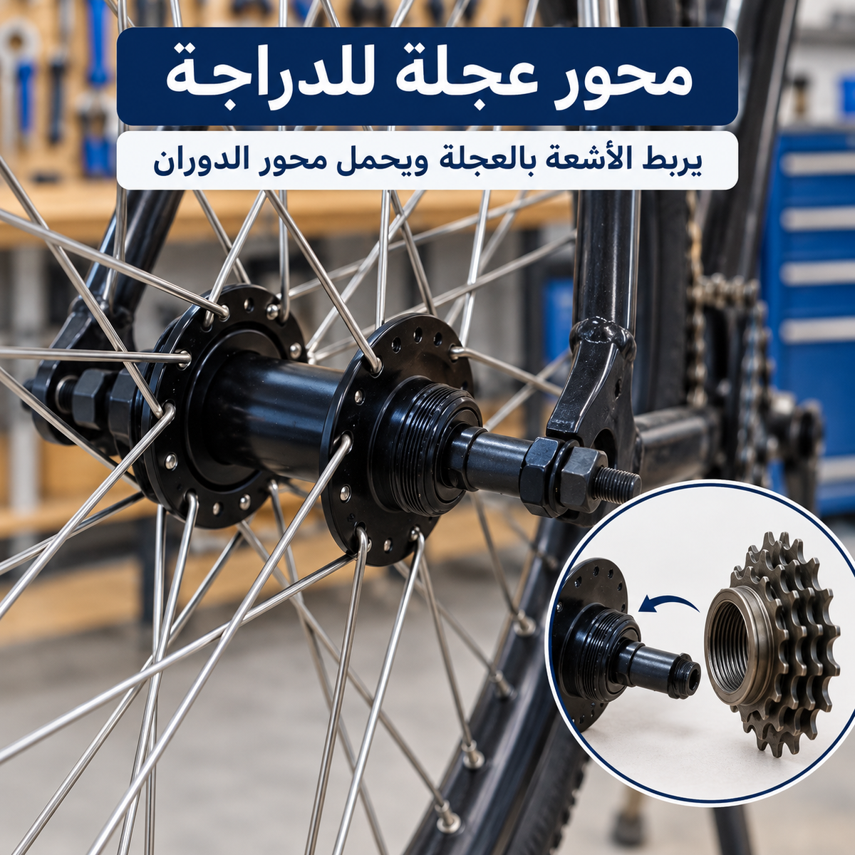 محور عجلة دراجة أسود (هاب) | Black Bicycle Wheel Hub