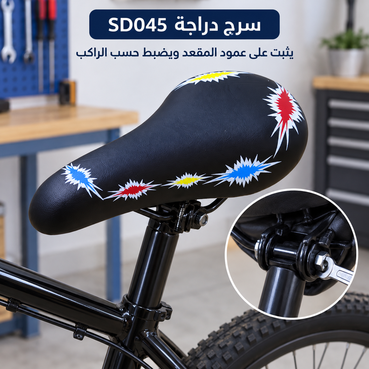 سرج دراجة SD045 بزخارف ملونة | Bicycle Saddle SD045