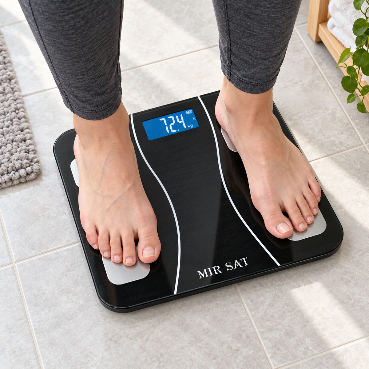 ميزان ذكي لقياس الوزن MIR SAT – أسود | MIR SAT Smart Body Scale