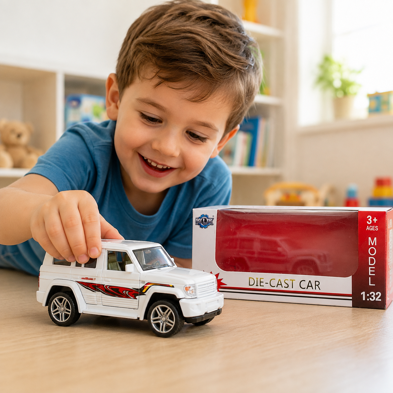 KLX Die-Cast Car 1:32 - سيارة معدنية بموسيقى وإضاءة