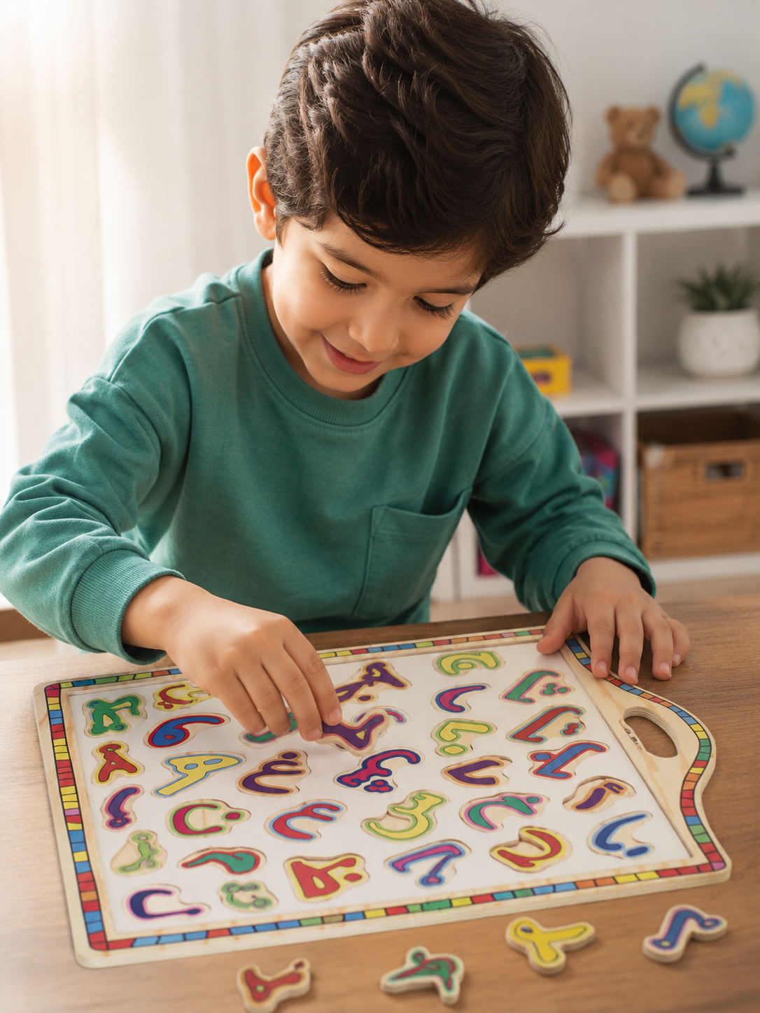 لوحة الحروف العربية الخشبية للأطفال | Arabic Alphabet Wooden Puzzle Board