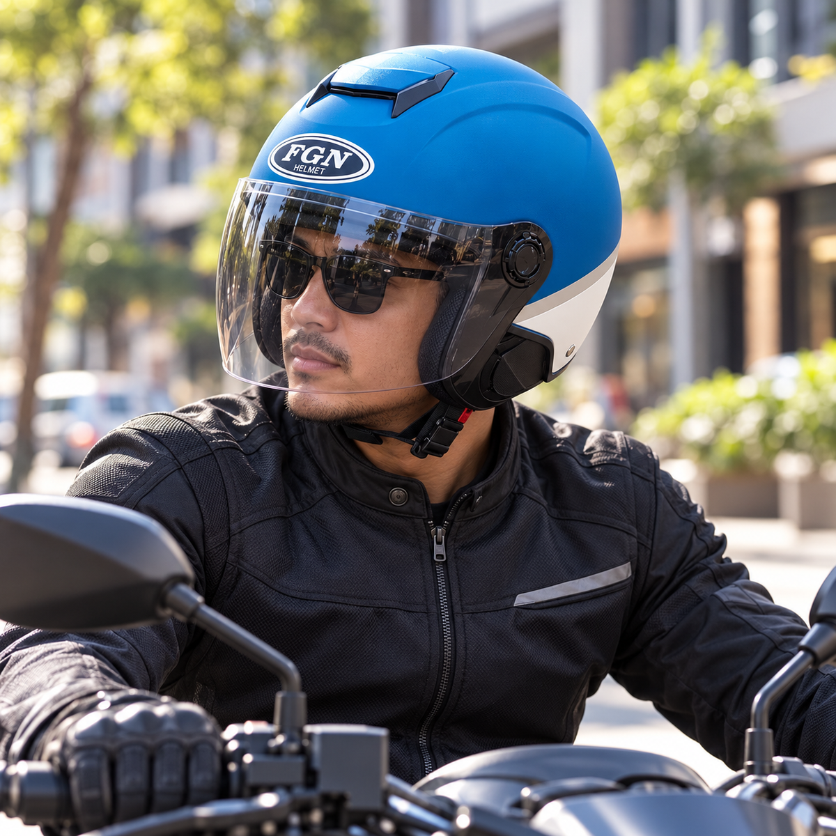 خوذة دراجة نارية FGN V18 – أزرق FGN V18 Motorcycle Helmet Blue