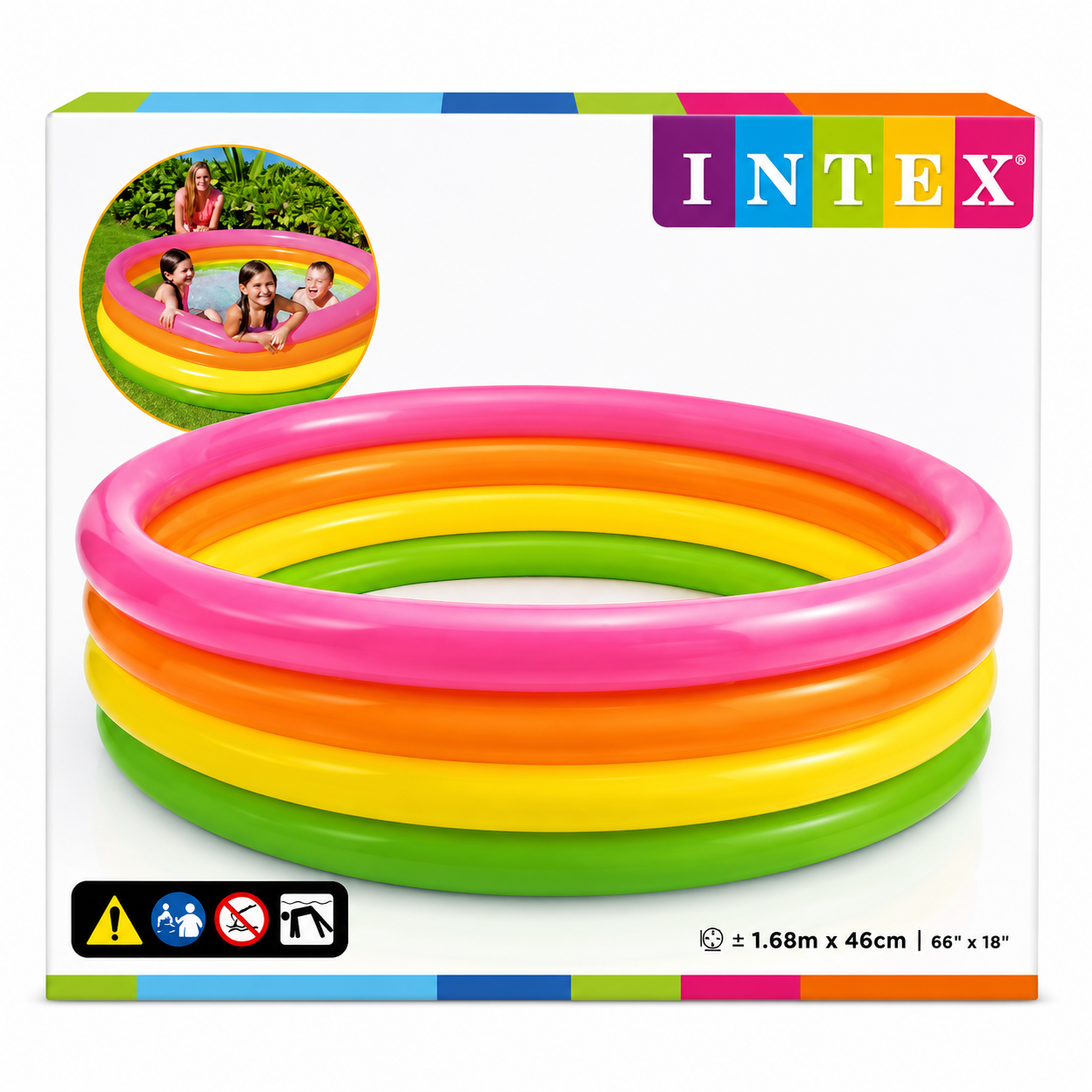 مسبح أطفال INTEX دائري ملون لعمر 3 سنوات فما فوق بحجم 1.68m × 46cm