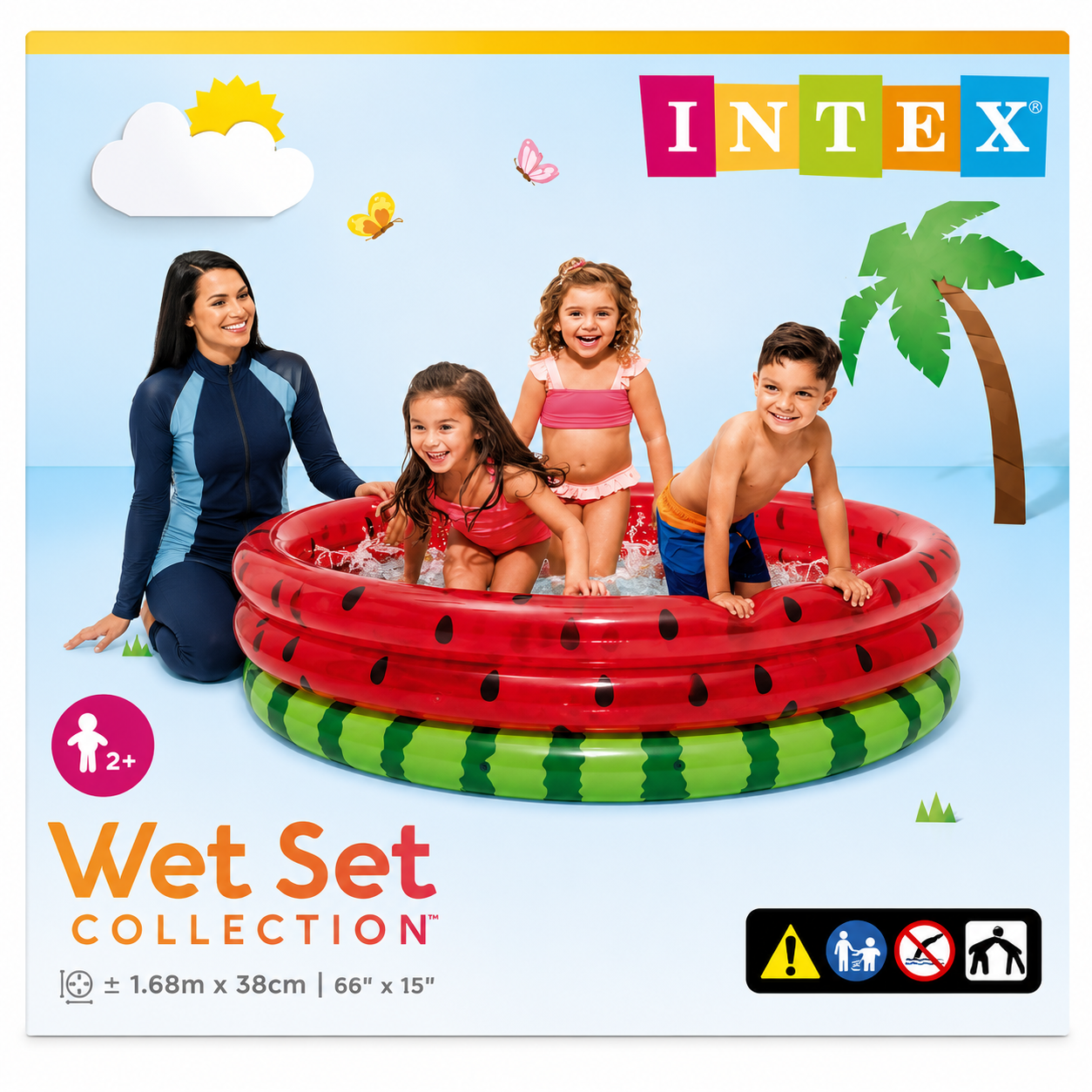 مسبح أطفال INTEX Wet Set بتصميم بطيخ لعمر سنتين فما فوق بحجم 1.68m × 38cm