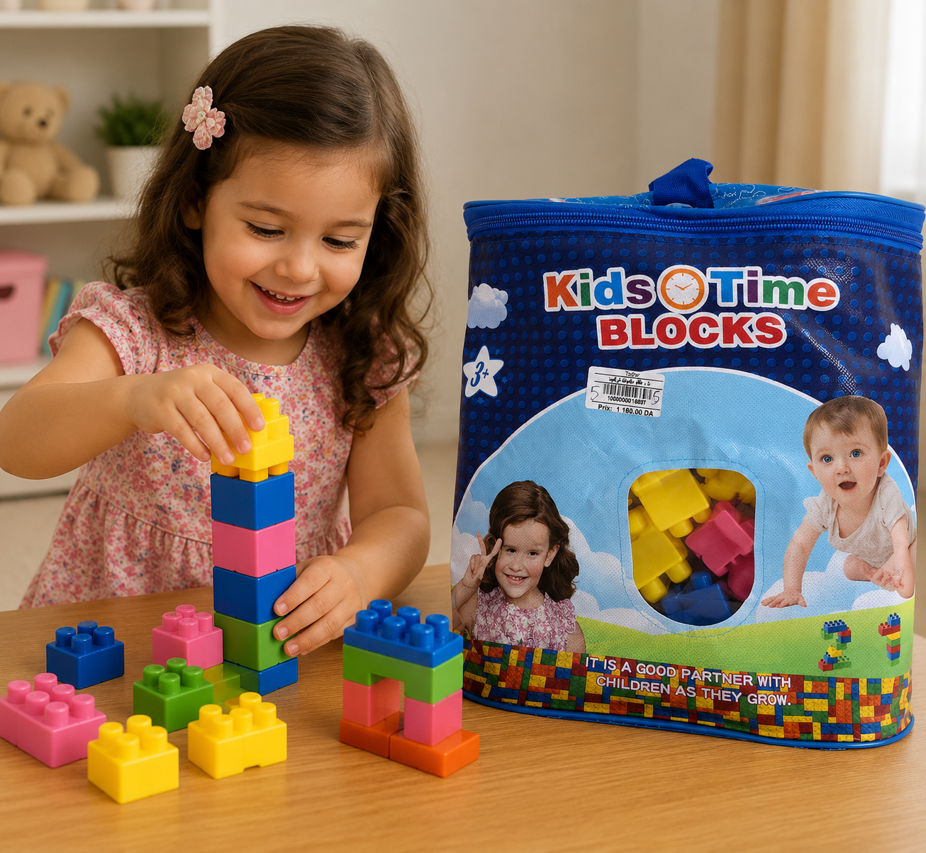 حقيبة مكعبات تركيب للأطفال | Kids Time Blocks