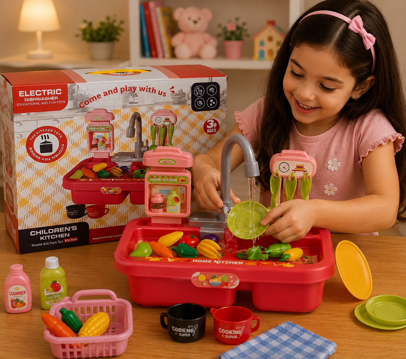 حوض غسيل ألعاب للأطفال | Electric Dishwasher Kids Kitchen Set