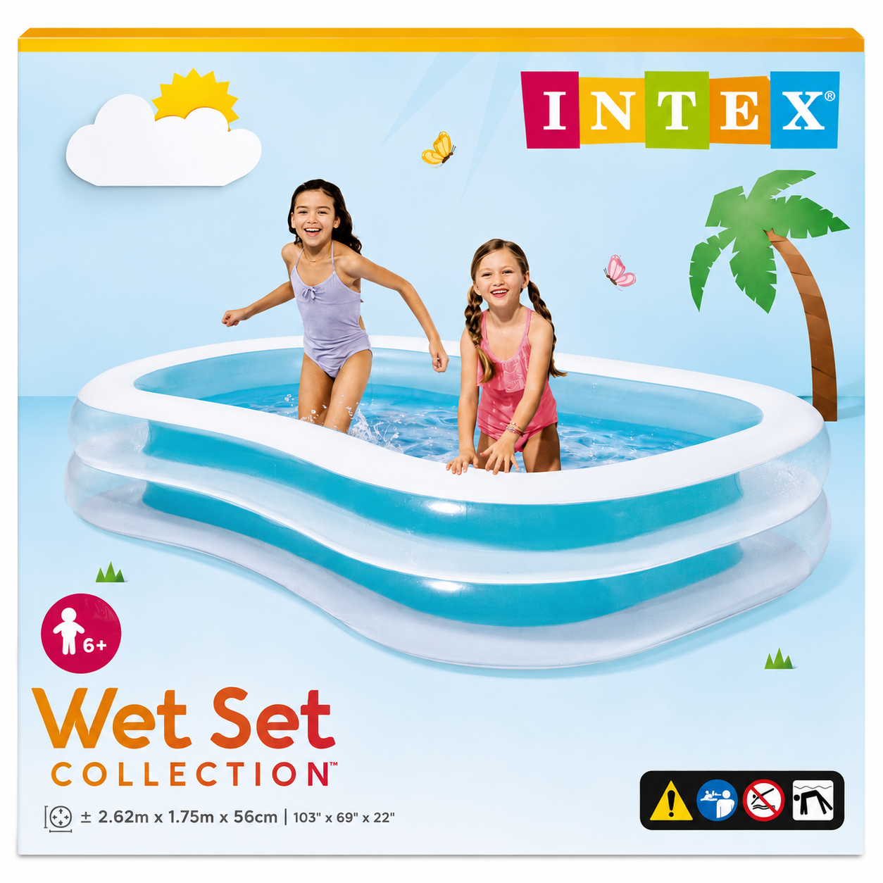 مسبح أطفال INTEX Wet Set لعمر 6 سنوات فما فوق بحجم 2.62m × 1.75m × 56cm