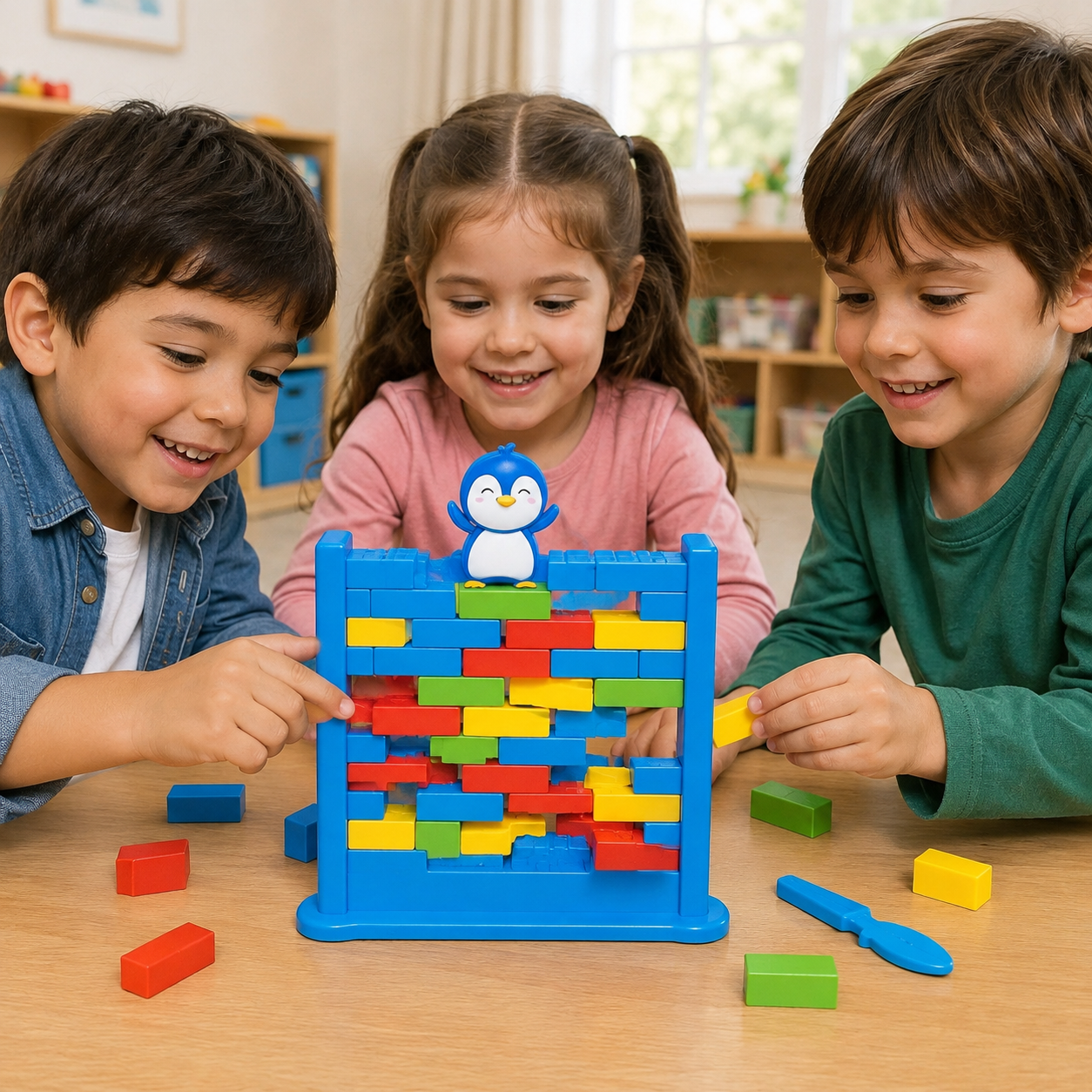 لعبة إنقاذ البطريق بالمكعبات 48 قطعة | Penguin Push Bricks Game – 48 PCS