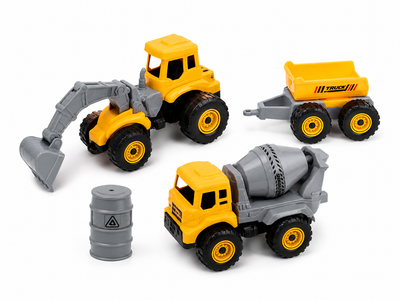طقم شاحنات بناء سيتي كار للأطفال | City Car Construction Trucks Set