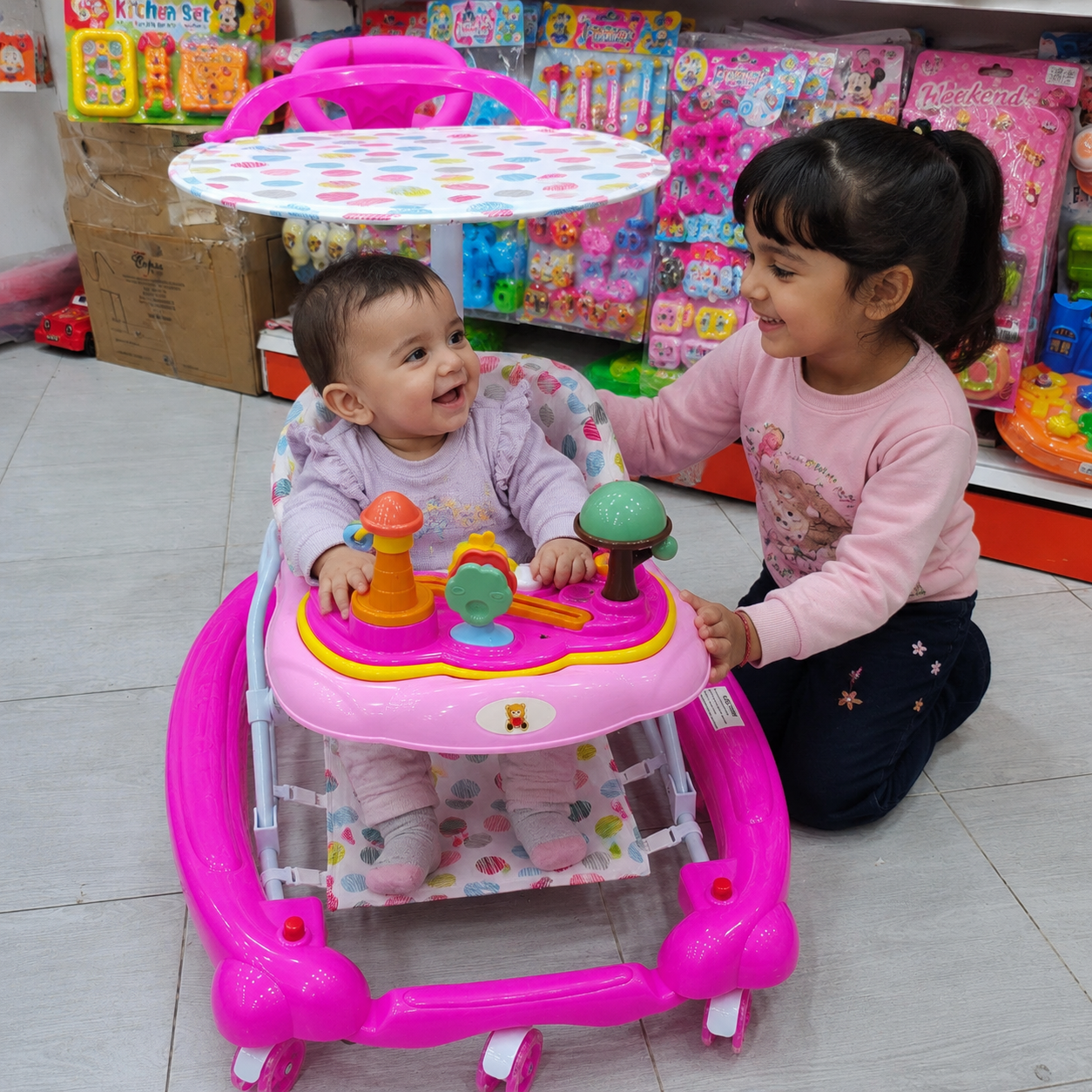 مشاية أطفال مع مظلة وألعاب ترفيهية | Baby Walker with Canopy & Activity Toys