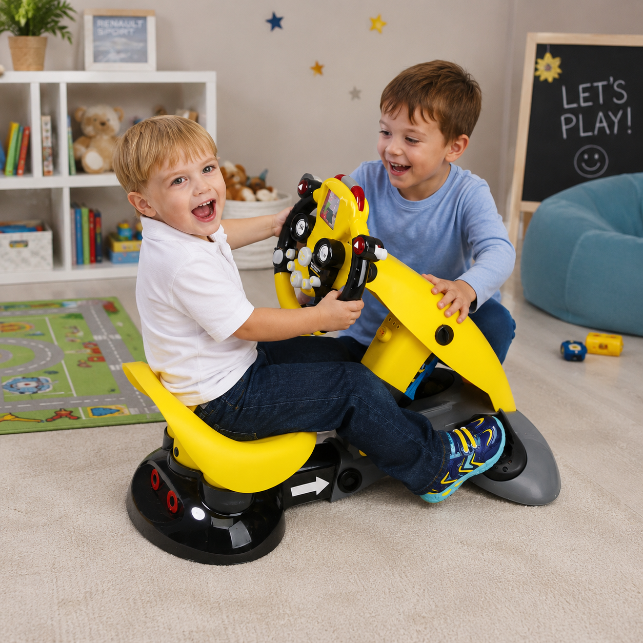 مقعد سباق تفاعلي للأطفال بمقود قيادة | Kid Racing Interactive Driving Seat