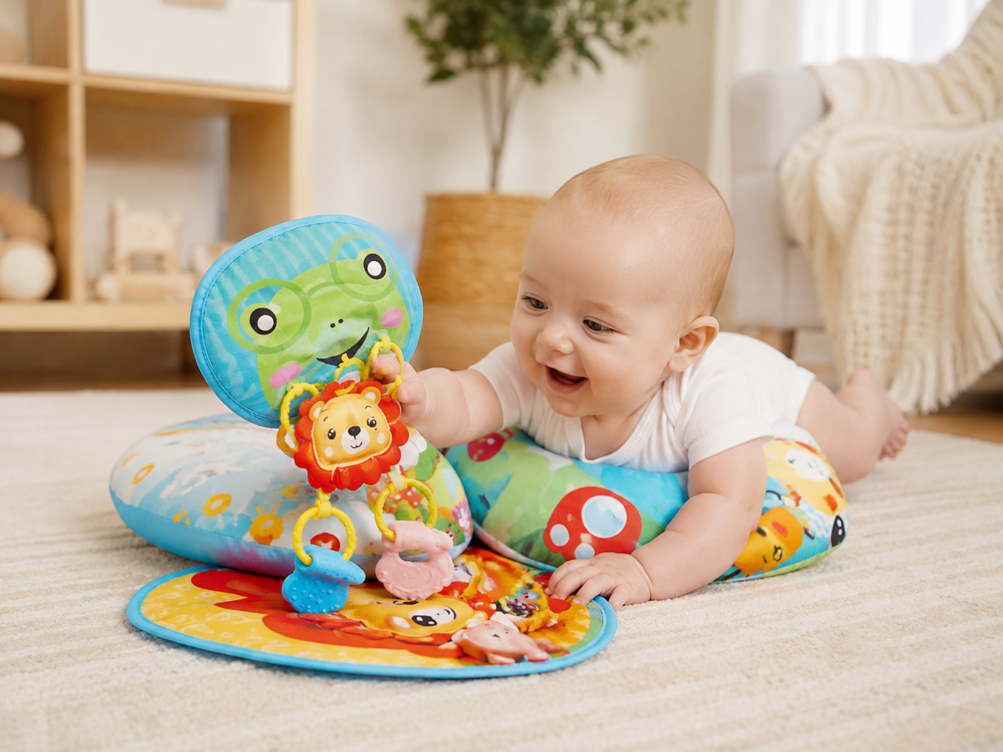 وسادة أنشطة للرضع وقت الاستلقاء على البطن | Baby Tummy Time Pillow Discovery Time