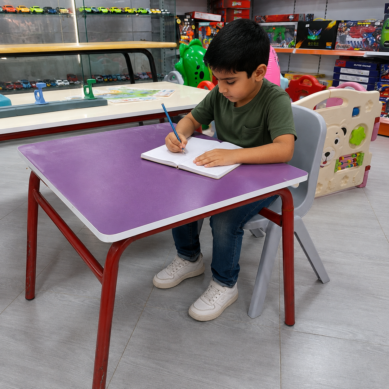 طاولة مدرسية بسطح بنفسجي وهيكل معدني | School Desk