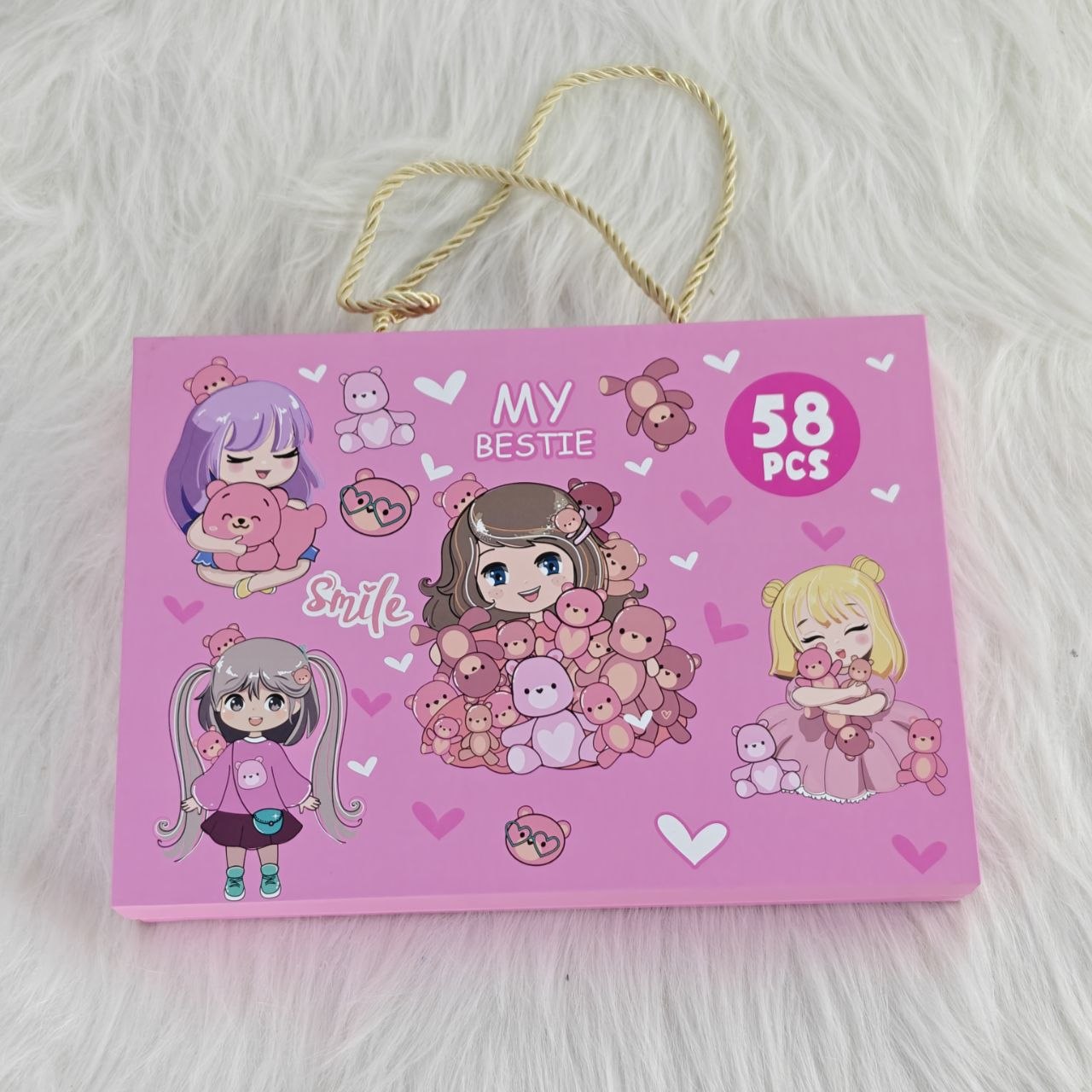 حقيبة رسم وتلوين للأطفال 58 قطعة – My Bestie Art Set 58 PCS مجموعة فنية رائعة للبنات والأطفال تمنحهم وقتًا ممتعًا مليئًا بالإبداع والتسلية