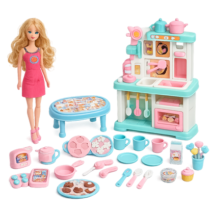 طقم دمية مع مطبخ وإكسسوارات | Sparkle Fashion Week Doll Kitchen Set