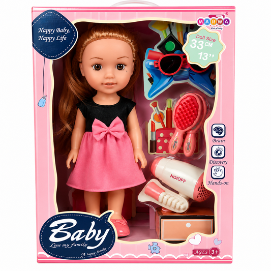 دمية الأطفال مع إكسسوارات التجميل | Baby Doll with Beauty Accessories