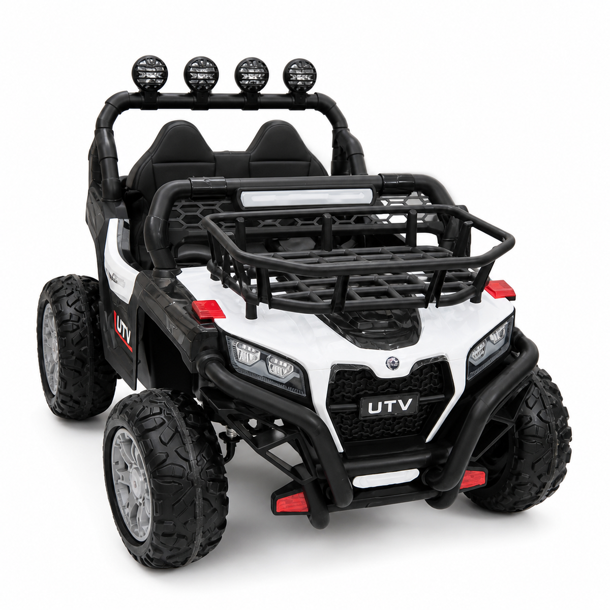 سيارة أطفال كهربائية UTV بيضاء بمقعدين | White Kids Electric UTV