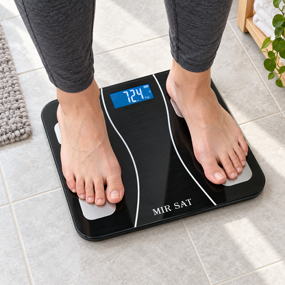 ميزان ذكي لقياس الوزن MIR SAT – أسود | MIR SAT Smart Body Scale