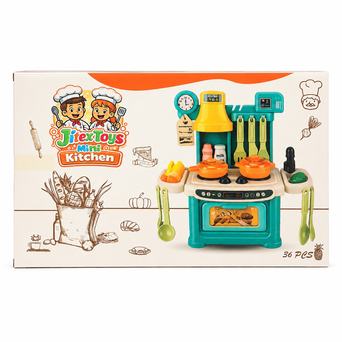 طقم مطبخ أطفال ميني 36 قطعة | Jitex Toys Mini Kitchen 36-Piece Playset
