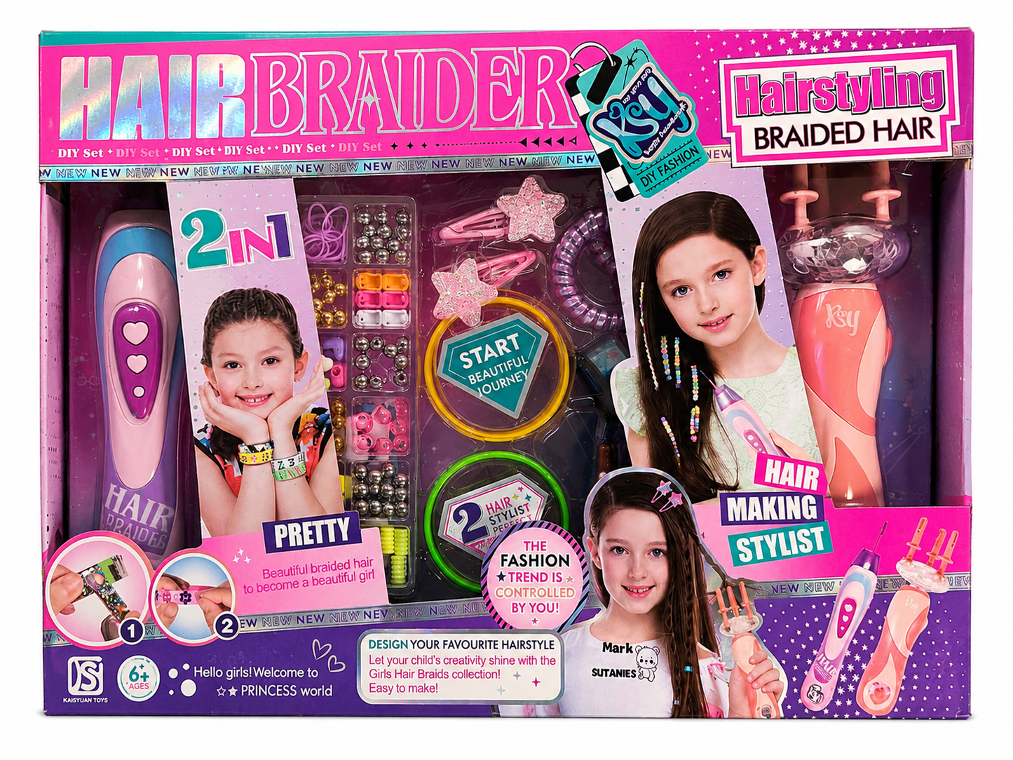 طقم تزيين الشعر في1 | Hair Braider 2 in 1 Hairstyling Set