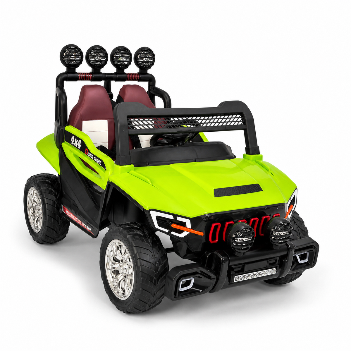 سيارة أطفال كهربائية جيب أخضر نيون بمقعدين | Neon Green Kids Electric Jeep