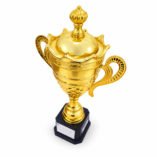 كأس بطولة ذهبي كبير بمقبضين وغطاء Golden Championship Cup with Lid 4134-10