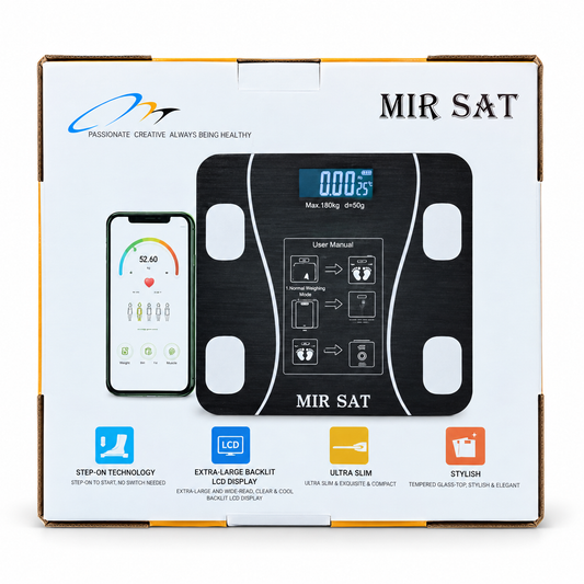 ميزان ذكي لقياس الوزن MIR SAT – أسود | MIR SAT Smart Body Scale