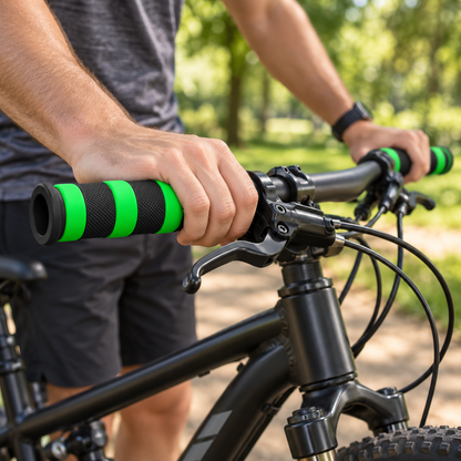 مقابض دراجة إسفنجية – أسود × أخضر | Black & Green Foam Bicycle Grips