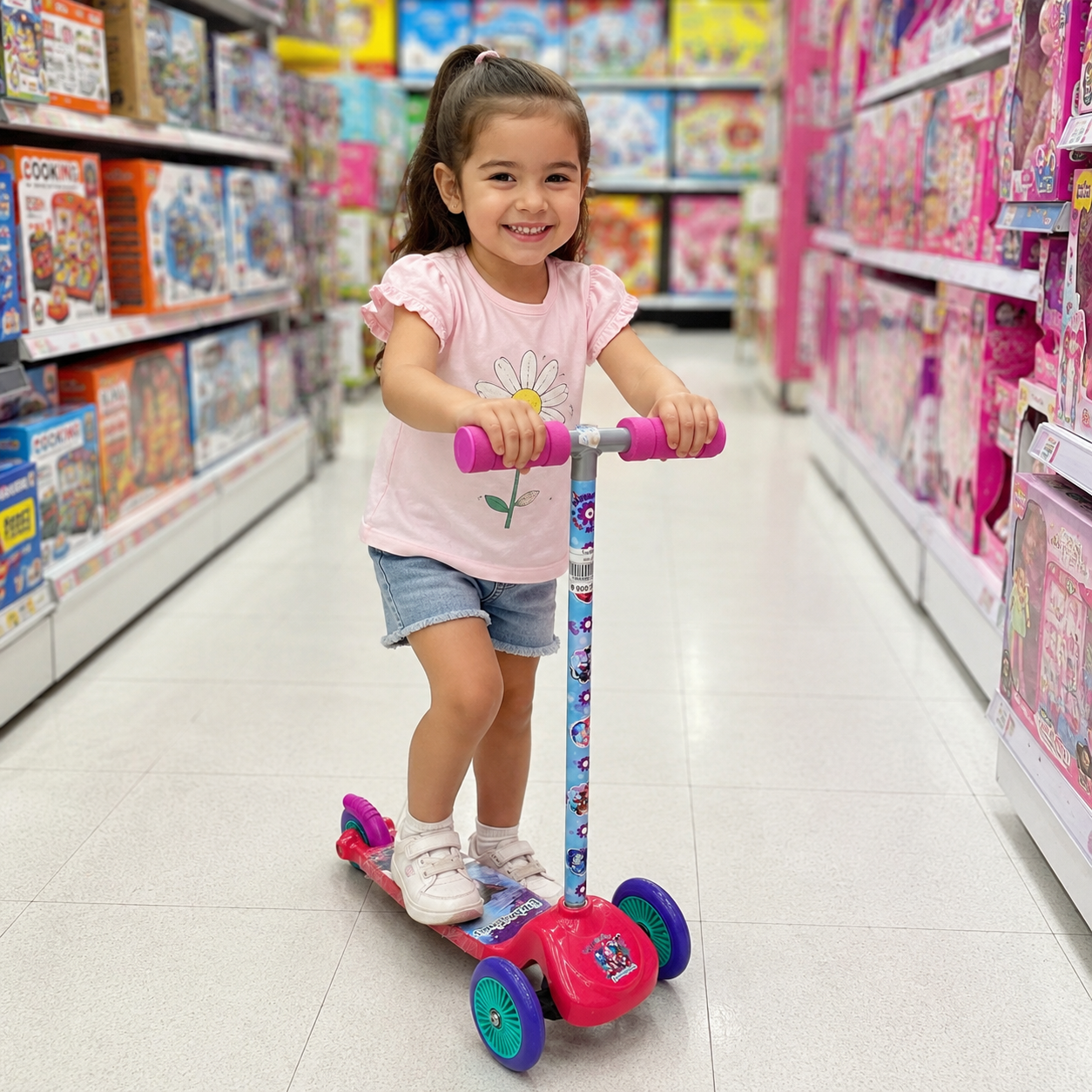 سكوتر أطفال ثلاثي العجلات بتصميم بناتي | Kids 3-Wheel Scooter