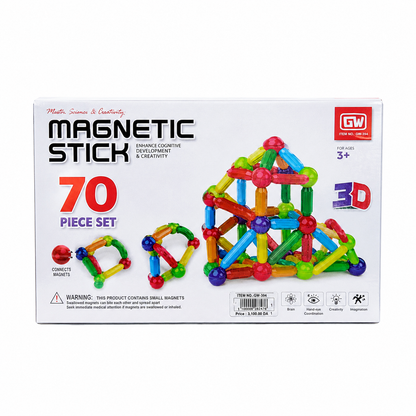لعبة تركيب مغناطيسية 70 قطعة | Magnetic Stick 70 Pieces Set
