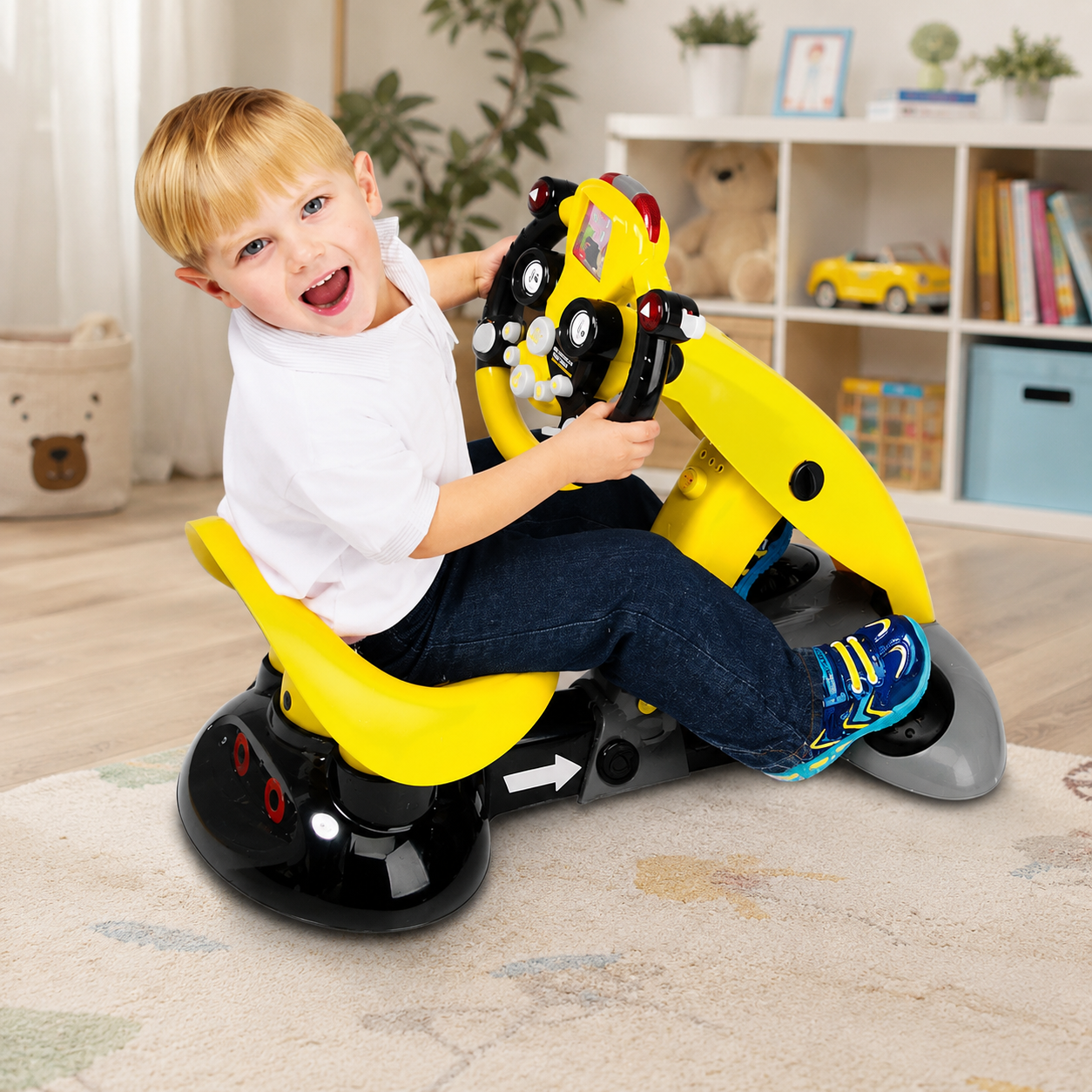 مقعد سباق تفاعلي للأطفال بمقود قيادة | Kid Racing Interactive Driving Seat