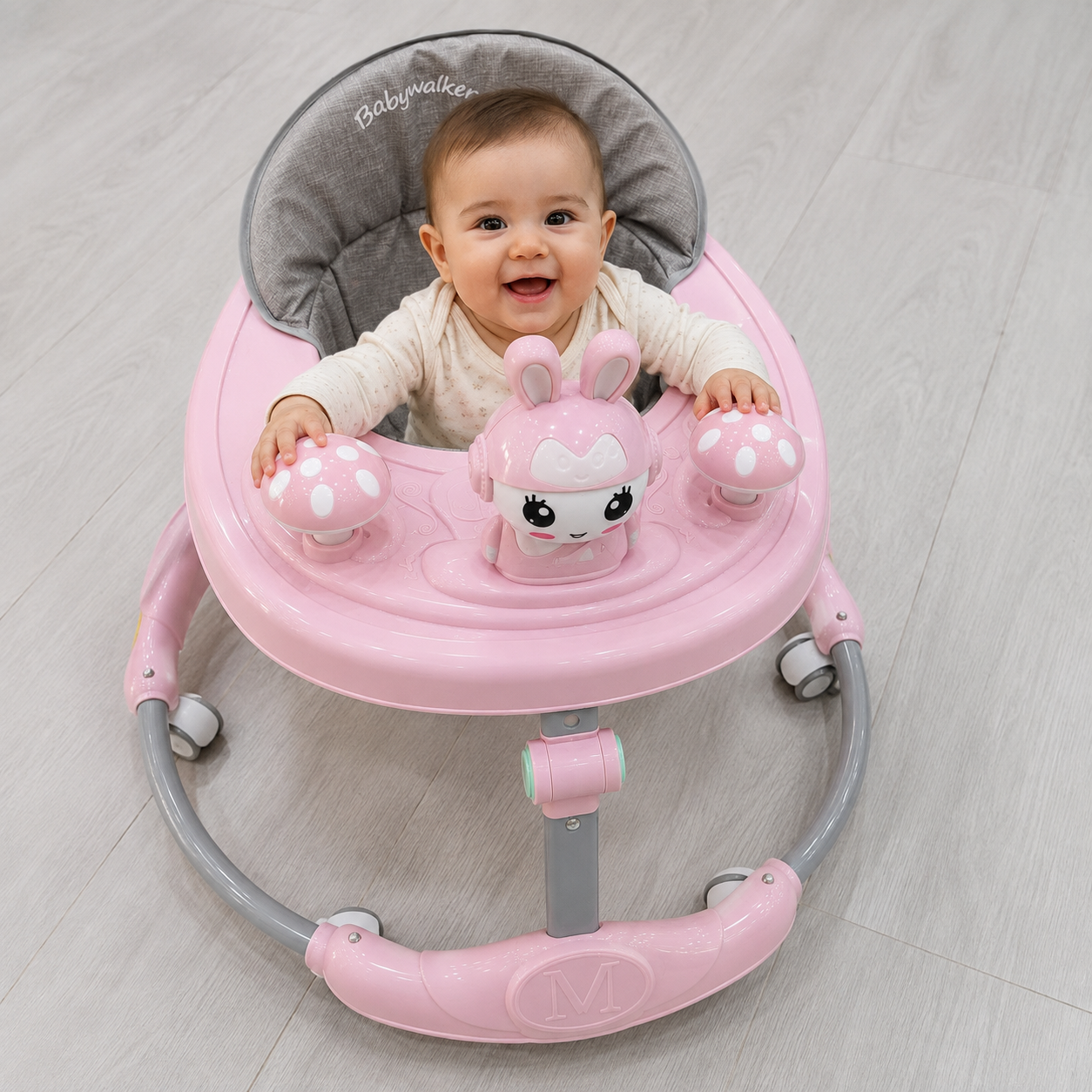 مشاية أطفال بتصميم الأرنب ولوحة ألعاب | Rabbit Baby Walker with Activity Tray