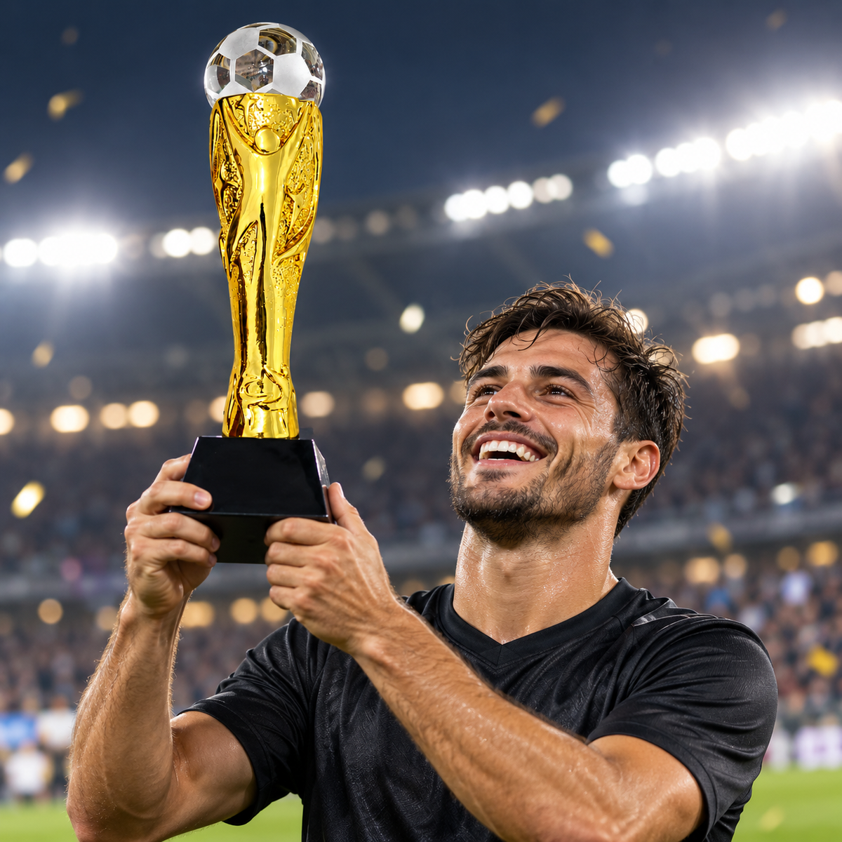 كأس رياضي ذهبي بكرة زجاجية 2110-4 | Golden Trophy with Glass Football 2110-4