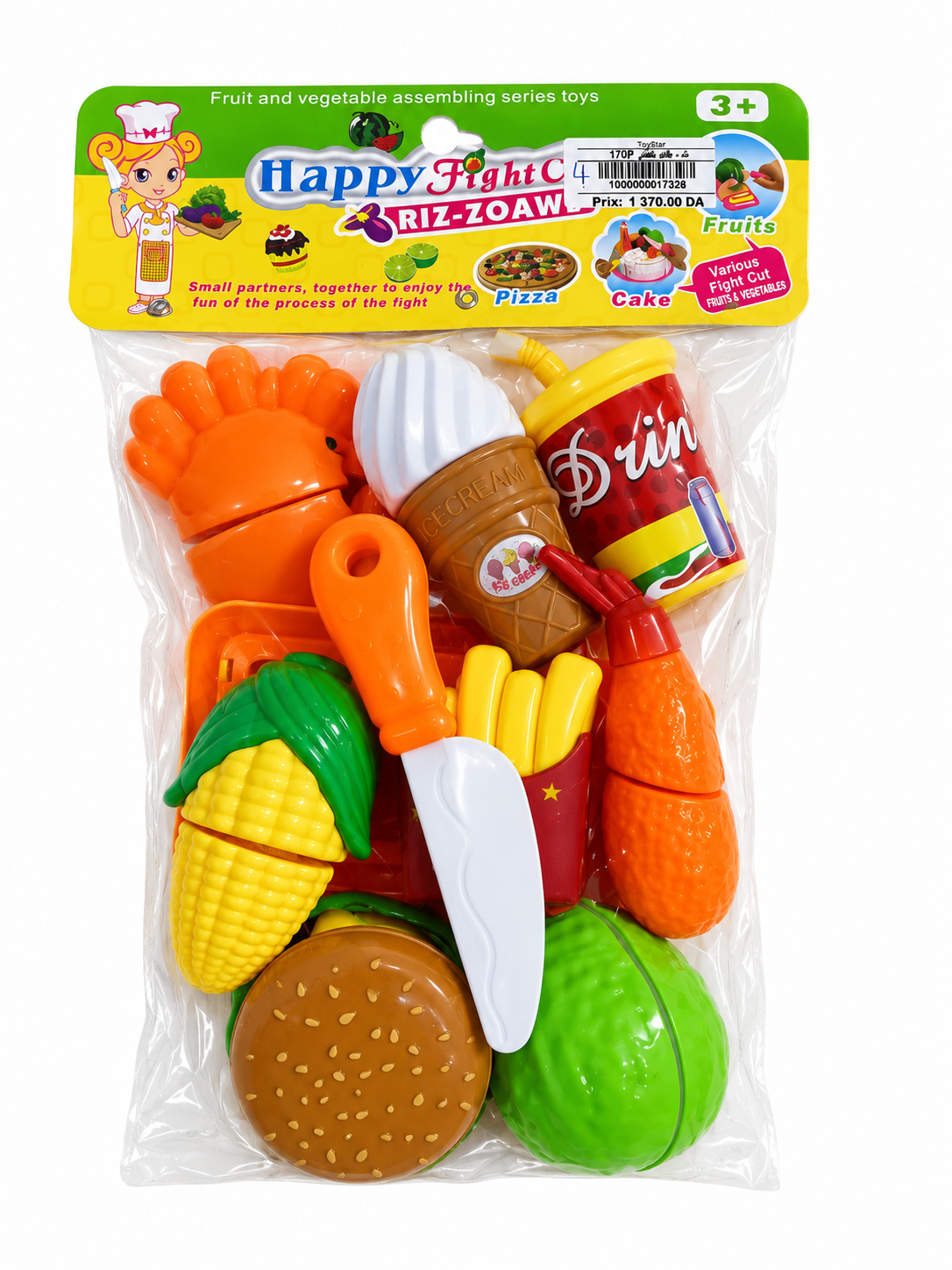 طقم تقطيع فواكه وخضروات للأطفال | Happy Fight Cut Fruit & Vegetable Play Set