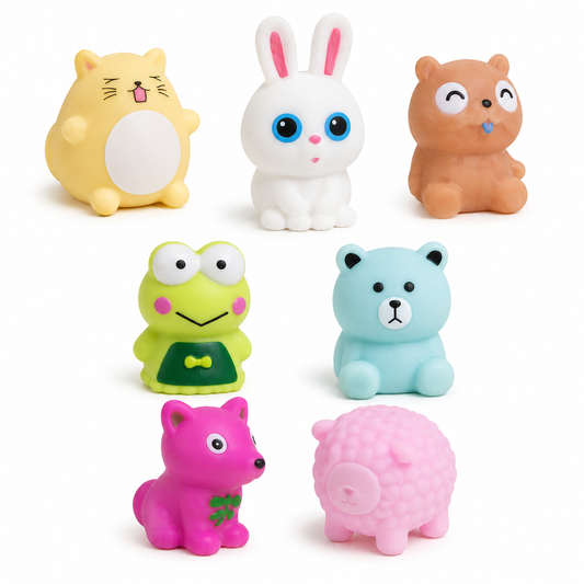 طقم دمى حيوانات مطاطية للأطفال 8 قطع | Squishy Rubber Animal Toys Set (8 Pieces)