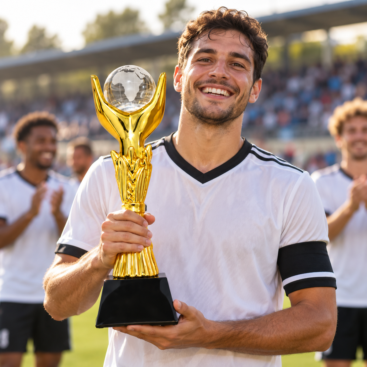 كأس رياضي ذهبي بكرة أرضية زجاجية 2110-3 | Golden Trophy with Crystal Globe