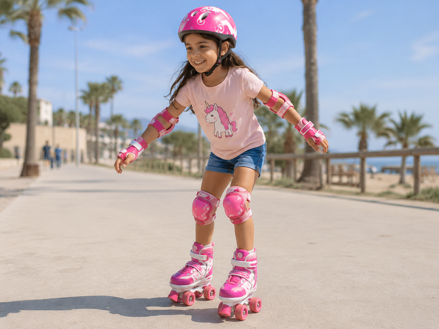 طقم تزحلق باور سوبرب وردي للبنات مع خوذة وواقيات وحقيبة | Power Superb Pink Roller Skates Set for Girls