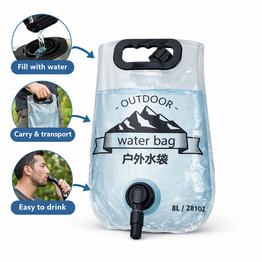 • حقيبة ماء خارجية 8 لتر – Outdoor Water Bag 8L خيار عملي ومميز لحمل الماء بسهولة أثناء التخييم، السفر، والرحلات الخارجية