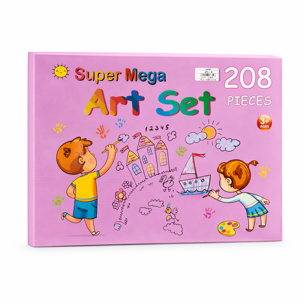 حقيبة رسم وتلوين للأطفال 208 قطعة Super Mega Art Set