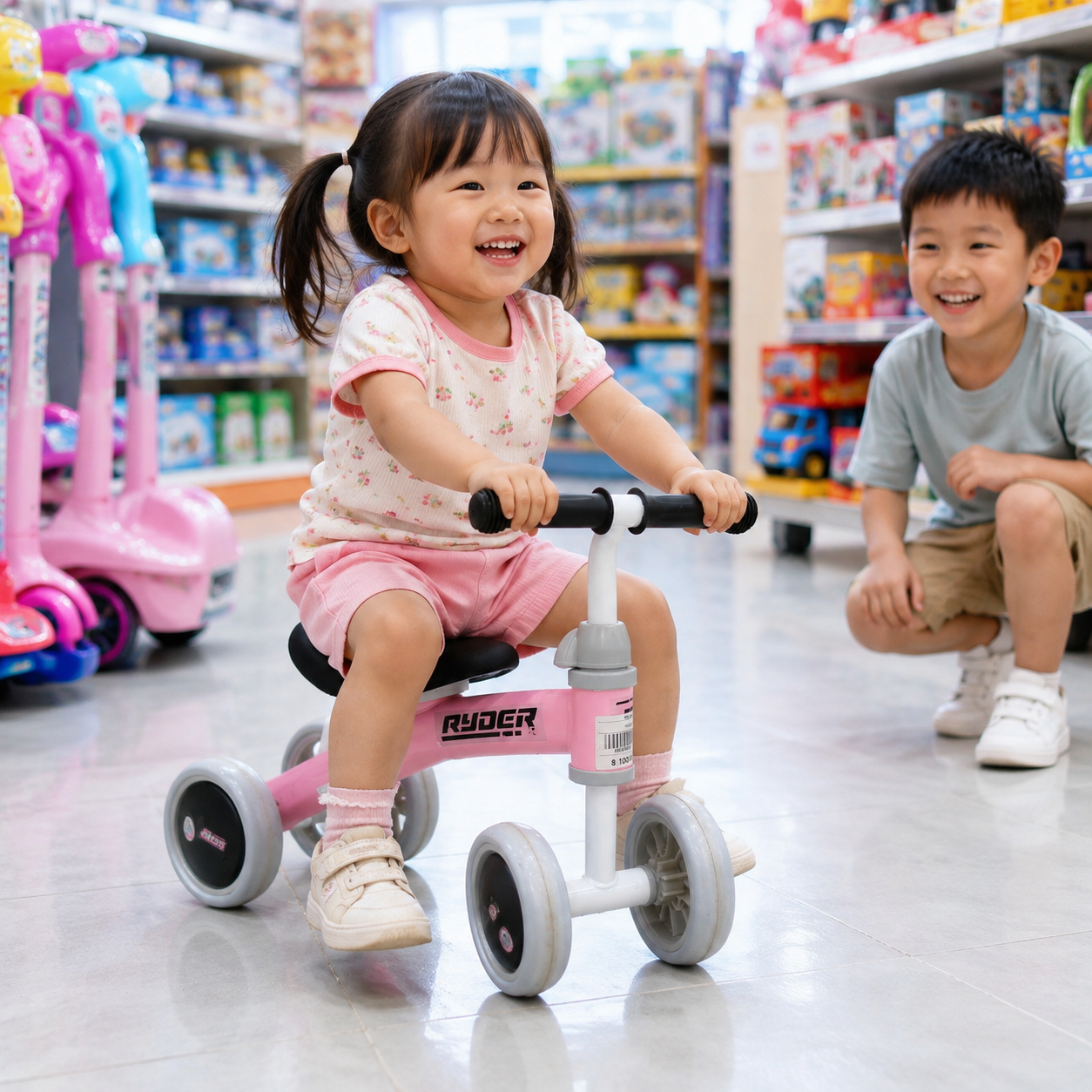 دراجة توازن ثلاثية للأطفال وردية | Kids 3-Wheel Balance Bike - Pink