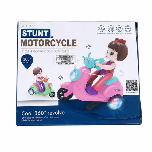 دراجة استعراضية دوارة 360 درجة وردية | Stunt Motorcycle 360 Rotate
