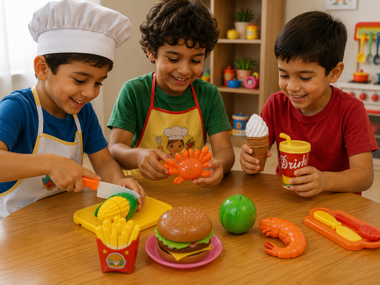 طقم تقطيع فواكه وخضروات للأطفال | Happy Fight Cut Fruit & Vegetable Play Set