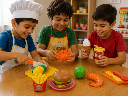 طقم تقطيع فواكه وخضروات للأطفال | Happy Fight Cut Fruit & Vegetable Play Set