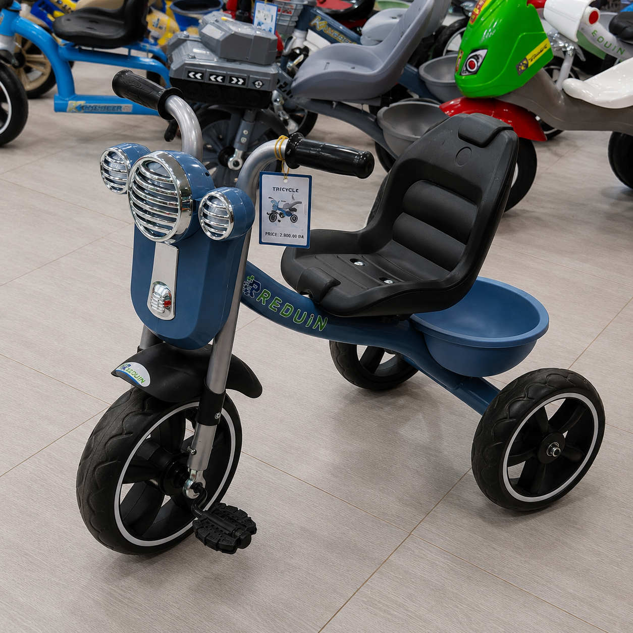 دراجة ثلاثية للأطفال بمقعد مريح وسلة خلفية | Kids Tricycle with Back Basket