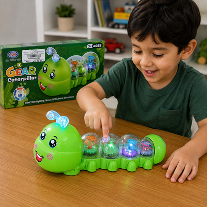 لعبة اليسروع المتحرك بالتروس والإضاءة | Gear Caterpillar Light-Up Toy