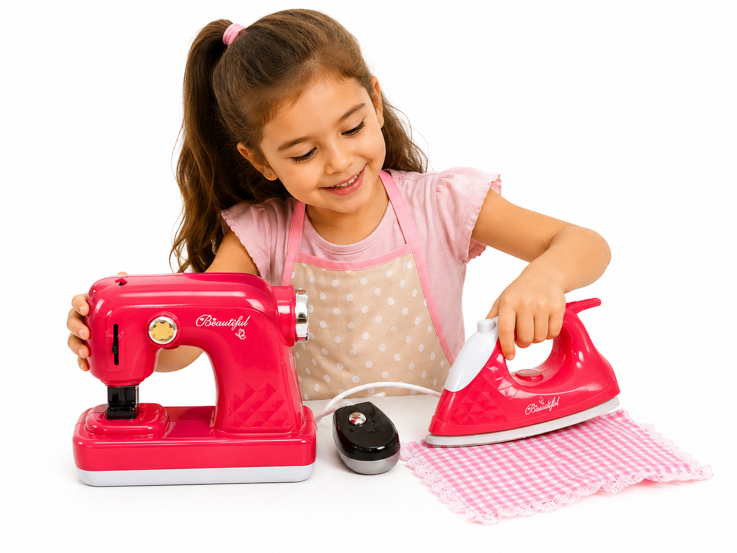 طقم ماكينة خياطة ومكواة لعبة للأطفال | Kids Sewing Machine and Iron Toy Set