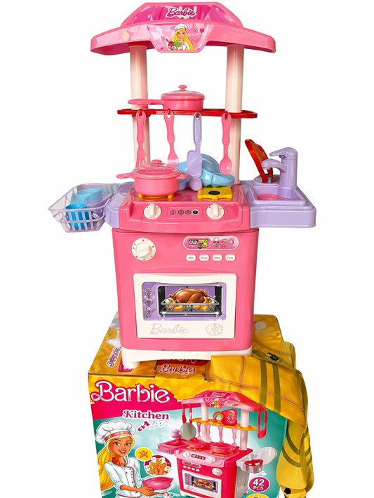 • مطبخ باربي للأطفال – Barbie Kitchen Play Set 47 Pieces لعبة ممتعة وتعليمية تمنح الأطفال تجربة طبخ خيالية مليئة بالمرح والإبداع