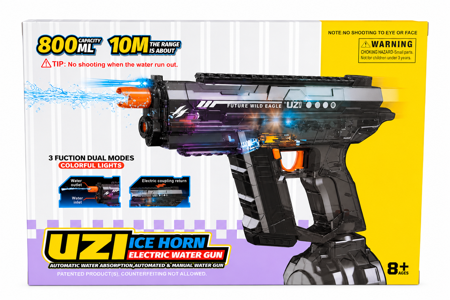 مسدس ماء كهربائي UZI Ice Horn +8 سنوات | UZI Ice Horn Electric Water Gun