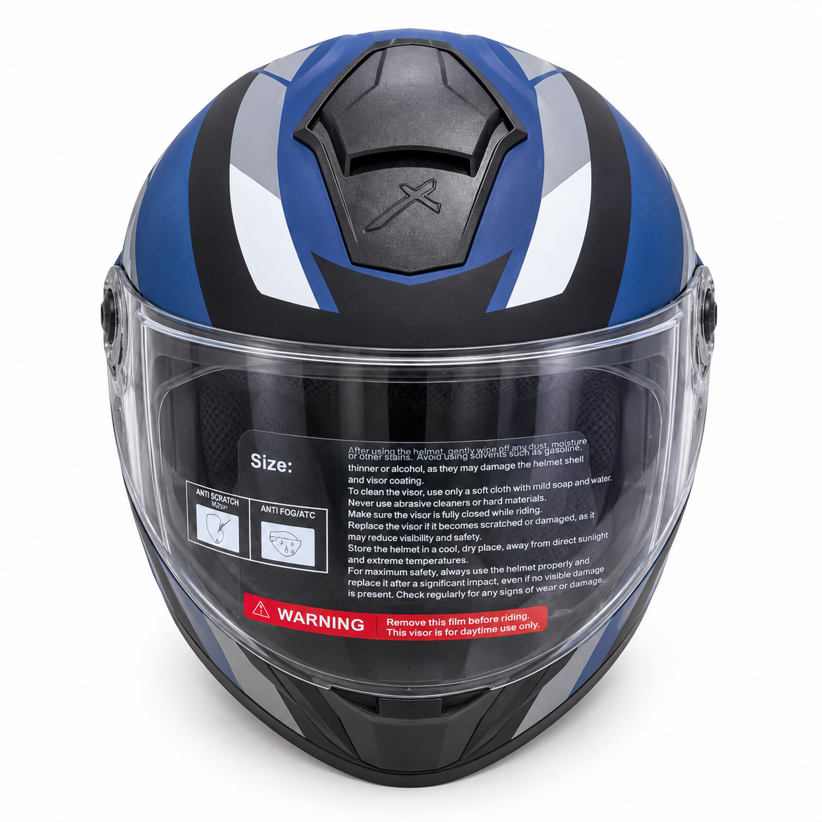 خوذة دراجة نارية 887 بزجاج واقٍ – أزرق وأحمر 887 Motorcycle Helmet with Visor