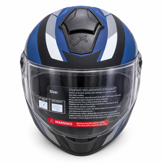 خوذة دراجة نارية 887 بزجاج واقٍ – أزرق وأحمر 887 Motorcycle Helmet with Visor